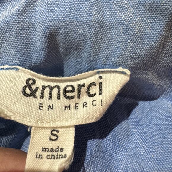 &Merci Women's Wide Leg Long Overalls Carpenter Cottage sz Small Light Blue Wash - Picture 12 of 13